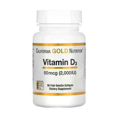 Витамин Д3 California Gold Nutrition 50 мкг 2000 IU 90 капсул