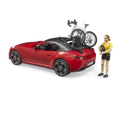 Автомобиль BRUDER 03485 Спортивный автомобиль Roadster с фигуркой и велосипедом