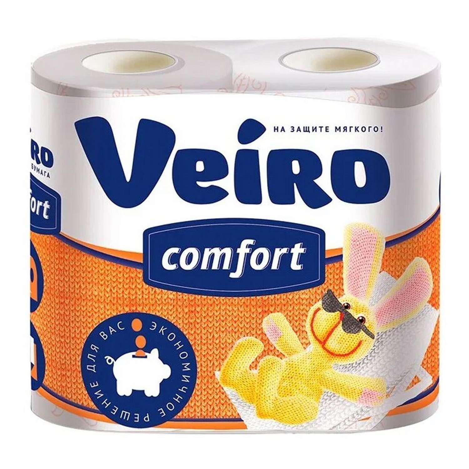 Туалетная бумага Veiro Comfort белая 2-х слойная 4 рулона - фото 1