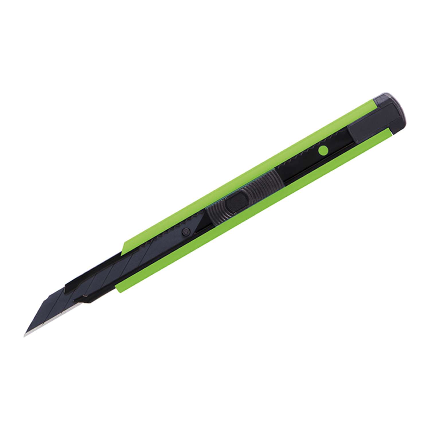 Нож канцелярский Berlingo Color Zone 9 мм черное лезвие auto-lock зеленый европодвес - фото 1