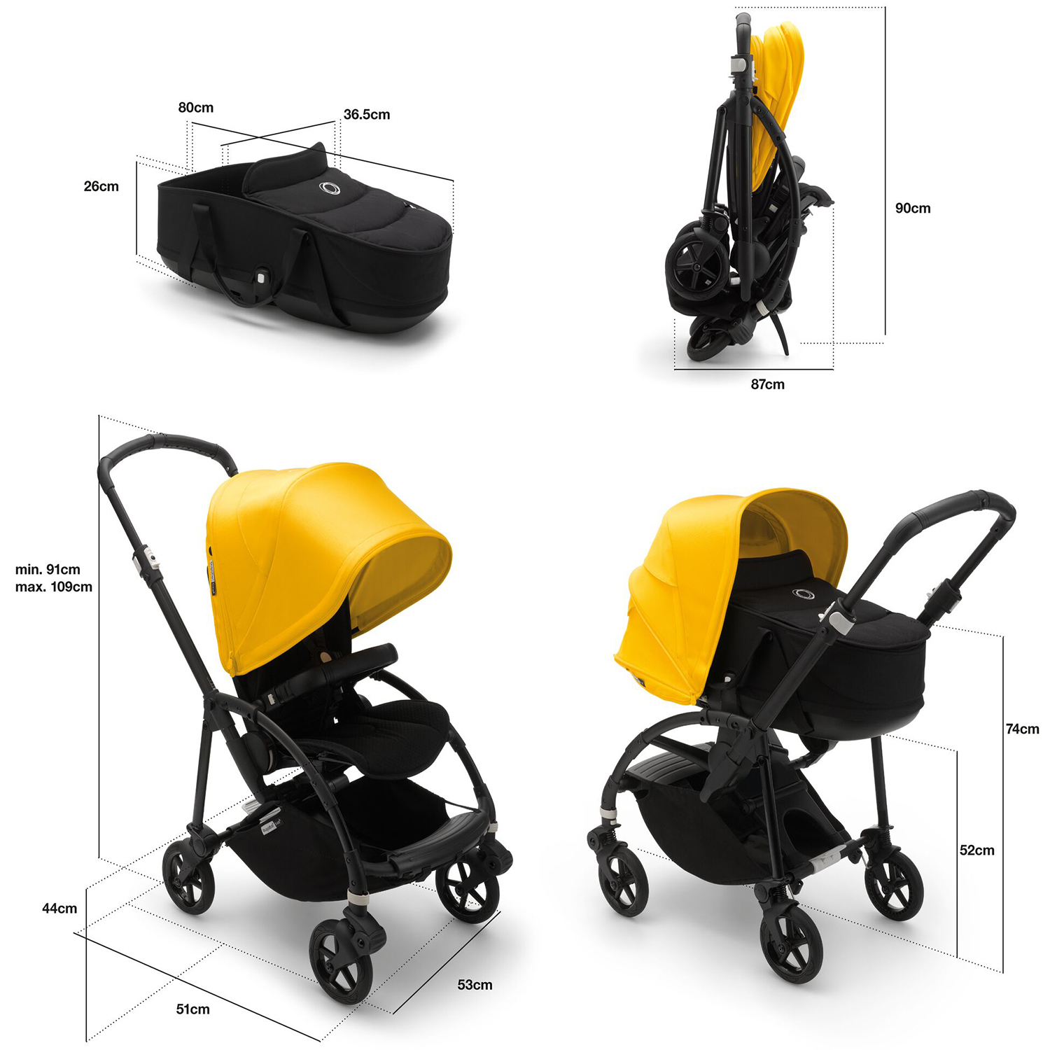 Коляска прогулочная Bugaboo Bee6 Complete Black-Lemon-Yellow 500304LM01 - фото 36