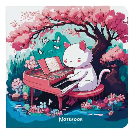 Записная книжка Meshu 170*170мм 40л на скрепке Cats symphonie soft-touch ламинация блок без линовки 80г/м2 MS_53365