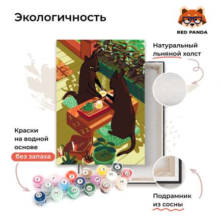 Картина по номерам 30*40 Red Panda Чайная церемония