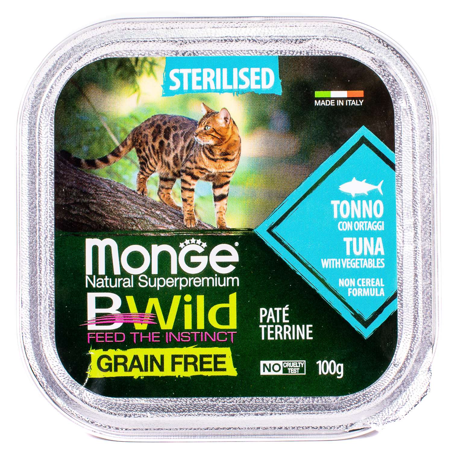 Корм для кошек MONGE BWild Grain free стерилизованных из тунца с овощами консервированный 100г - фото 2