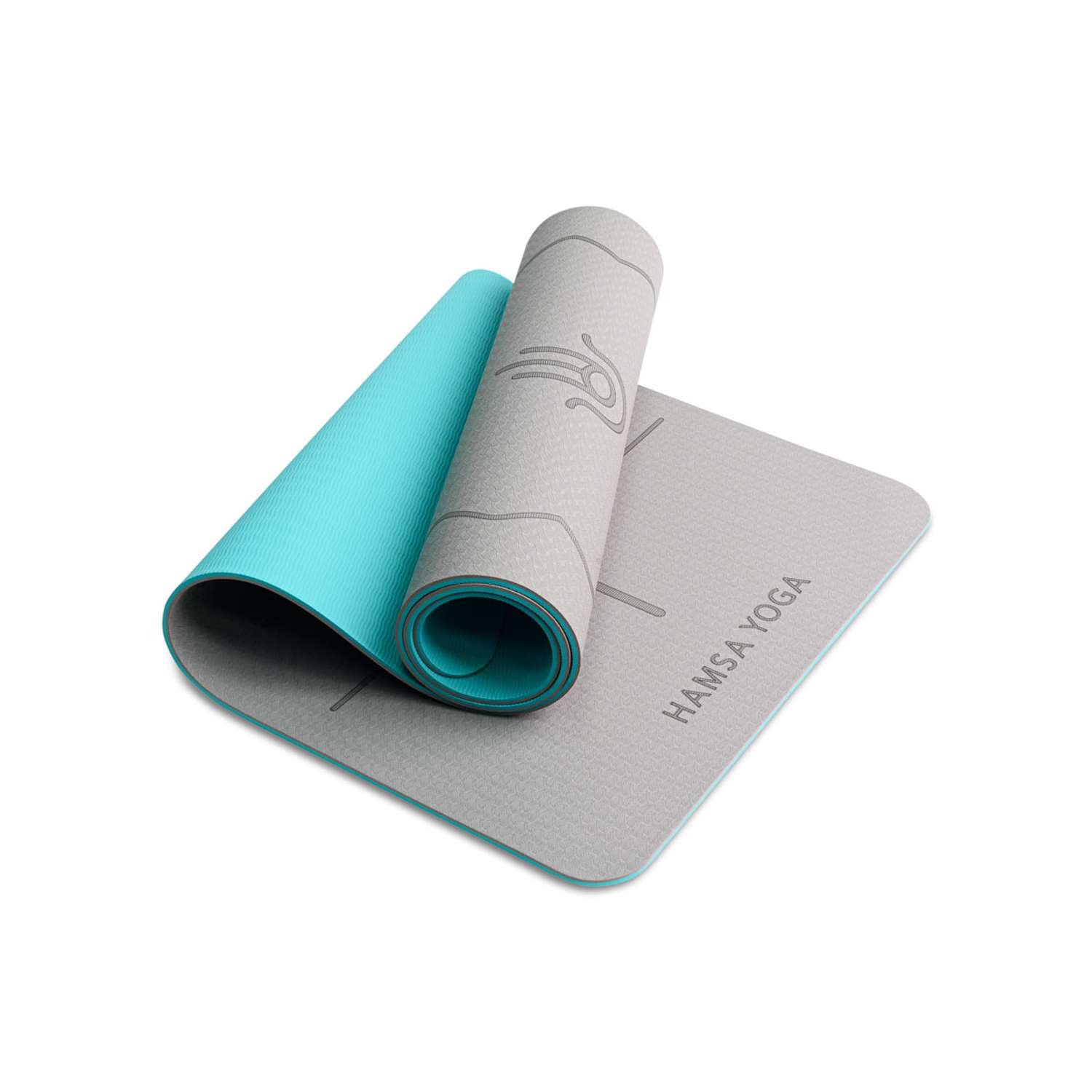 Коврик для йоги и фитнеса Hamsa Yoga TPE 183х61х0.6 см серый - фото 1