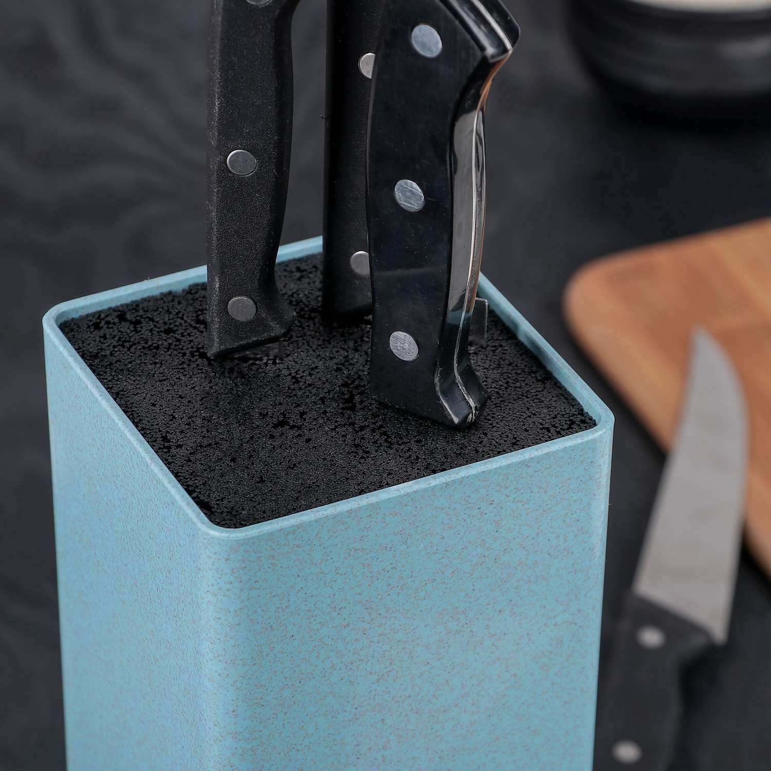 Подставка для ножей Sima-Land Нежность цвет голубой квадратная 22х9 см - фото 4