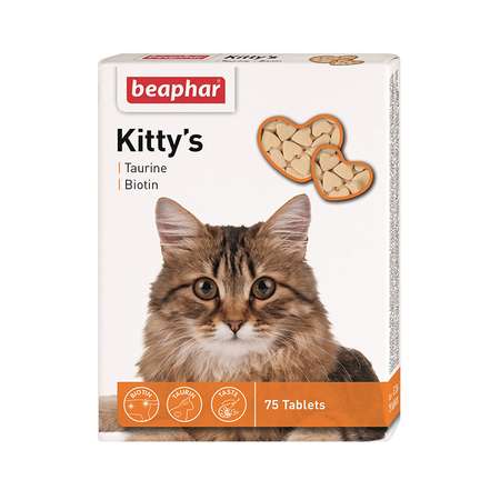 Витамины для кошек Beaphar Kittys Biotin таурин-биотин при недостатке витаминов 75таблеток