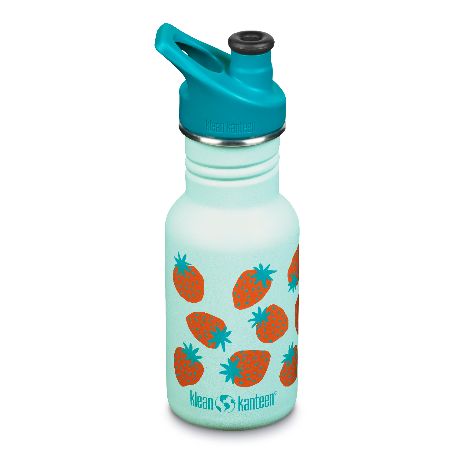 Детская бутылка Klean Kanteen Kid Classic Narrow Sport 12oz Blue Tint Strawberries 355 мл - фото 1