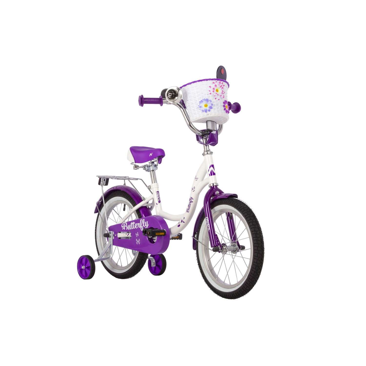 Велосипед 16 белый-фиолетовый NOVATRACK BUTTERFLY - фото 1