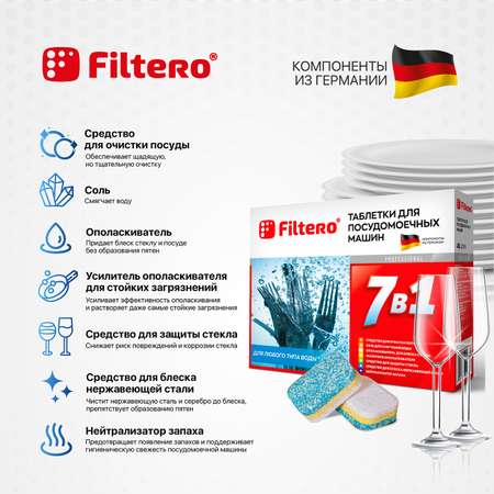 Таблетки Filtero для посудомоечной машины 7 в 1 45шт