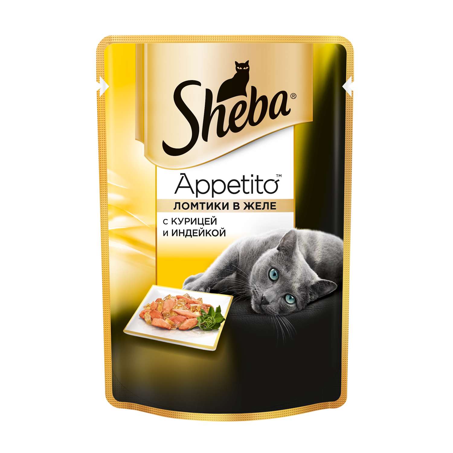 Корм влажный для кошек Sheba Appetito 85г с курицей и индейкой пауч - фото 1