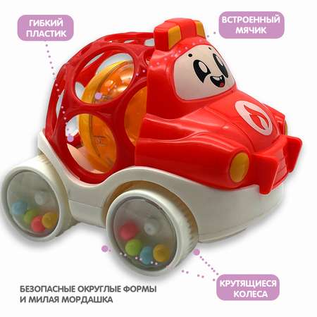 Машинка-погремушка BONDIBON Пожарная Охрана с шаром красного цвета серия Baby You