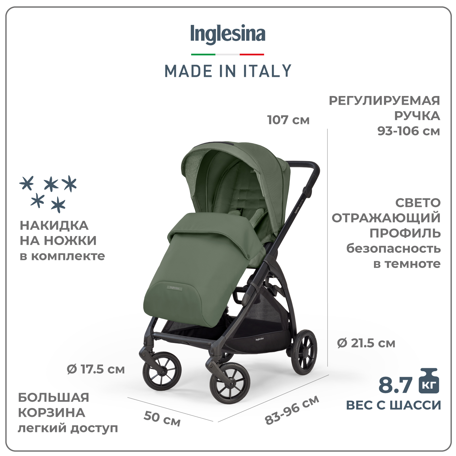 Прогулочная коляска INGLESINA Electa Цвет Tribeca Green - фото 3