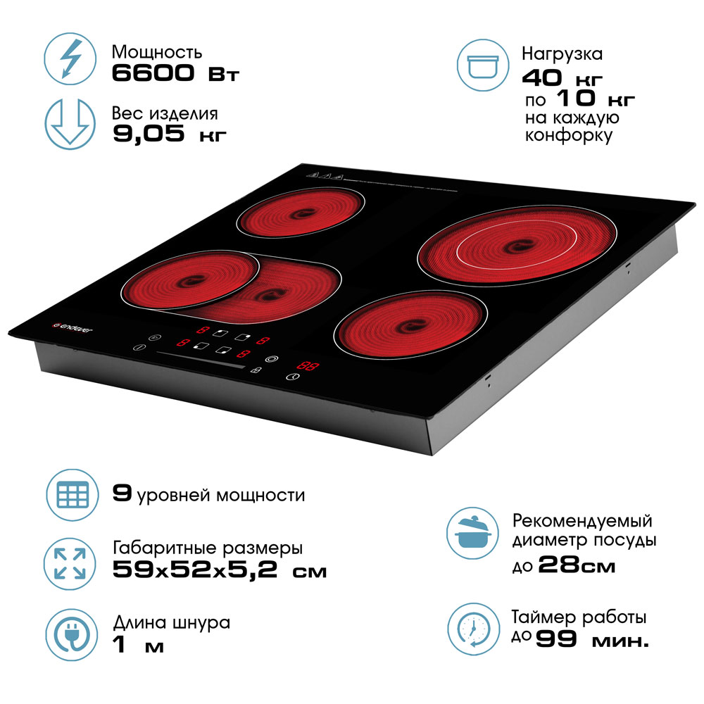 Варочная панель электрическая ENDEVER Skyline DP-64 купить по цене 16615 ₽  в интернет-магазине Детский мир