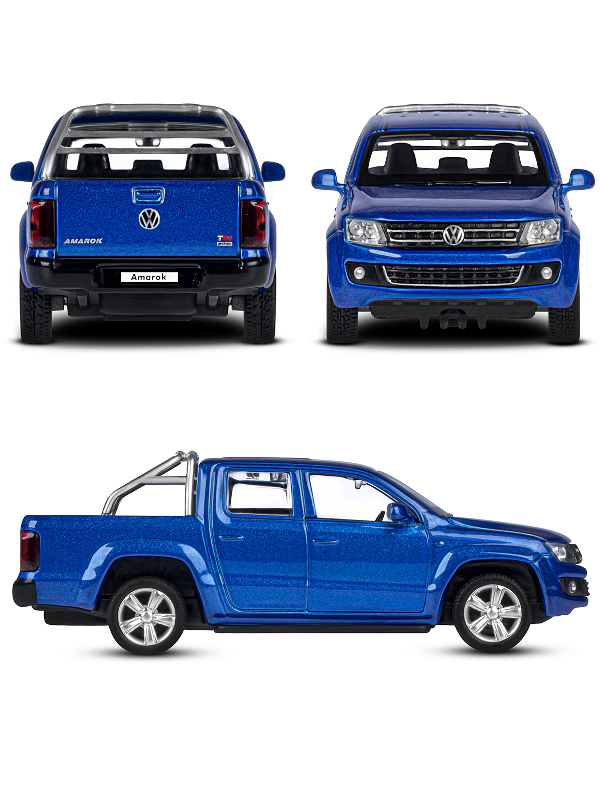 Пикап АВТОпанорама Volkswagen Amarok 1:46 синий JB1251274 - фото 4