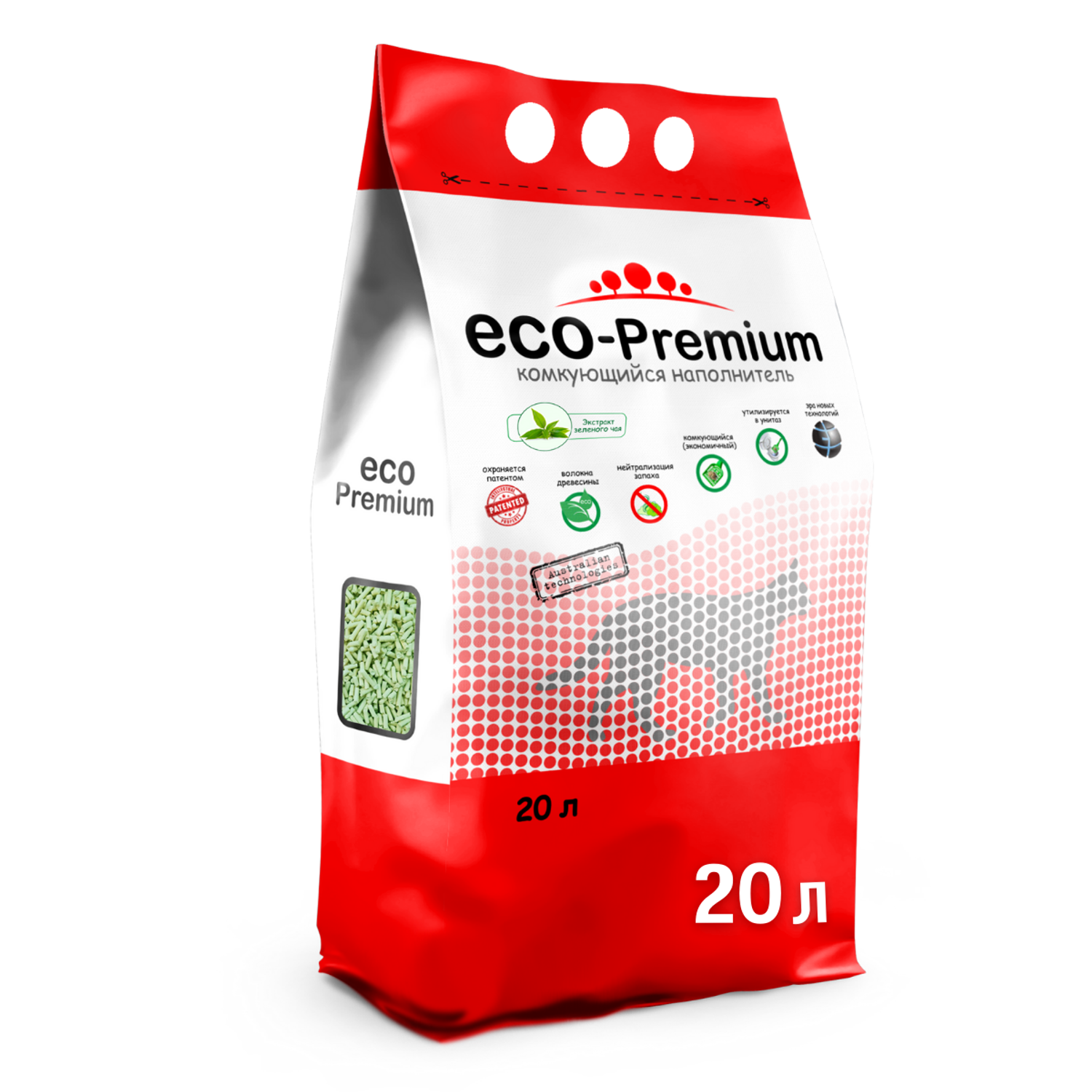 Наполнитель для кошек ECO-Premium с ароматам зеленого чая 20л - фото 1