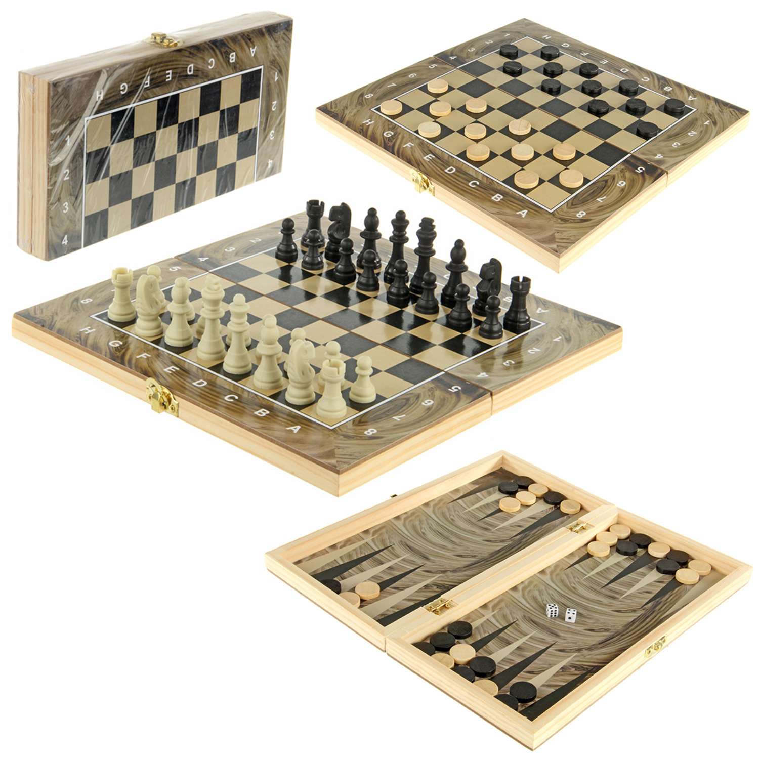 Настольная игра Veld Co 3в1 шашки шахматы нарды - фото 1