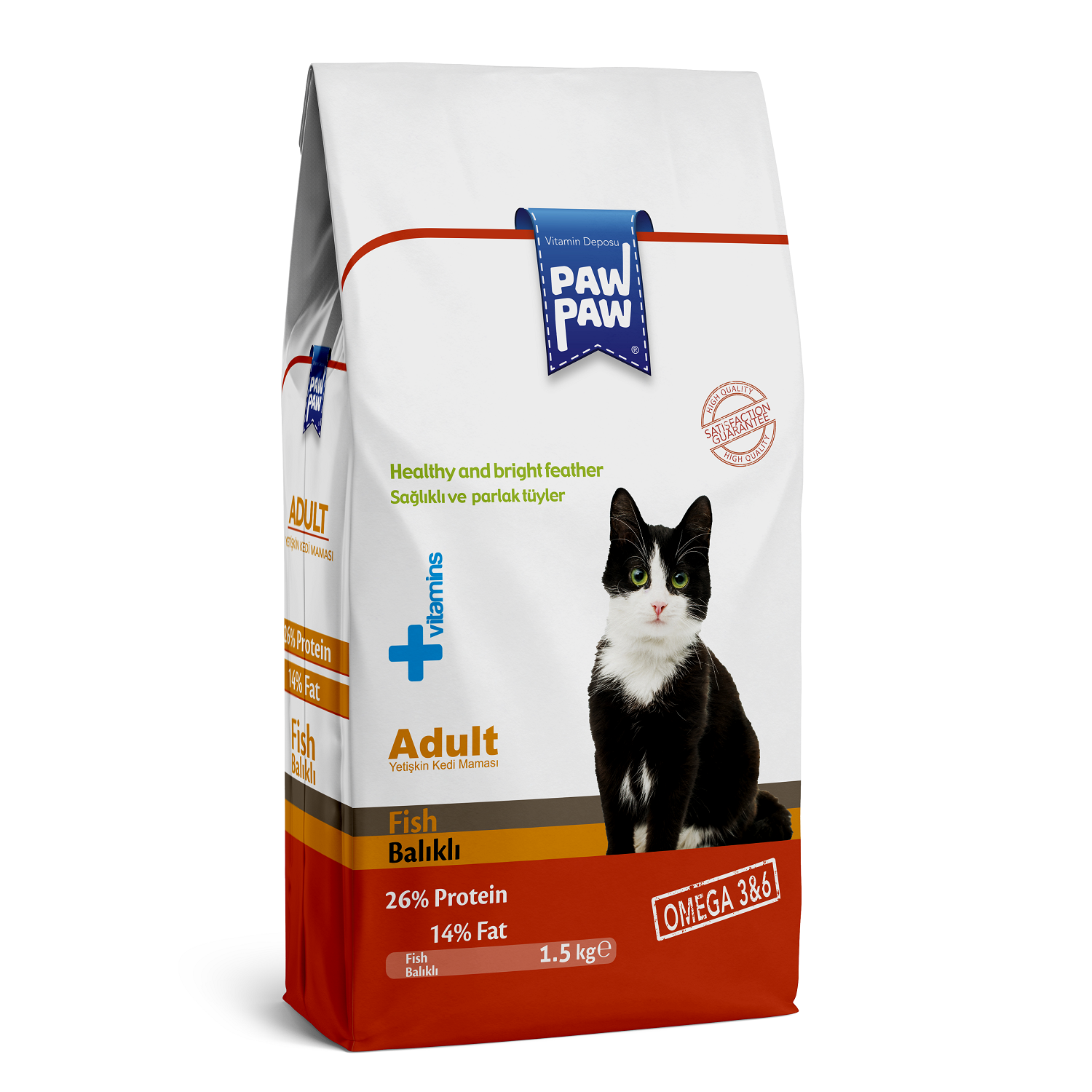 Корм для кошек Paw paw 1.5кг Adult Cat Food with Fish с рыбой сухой - фото 1