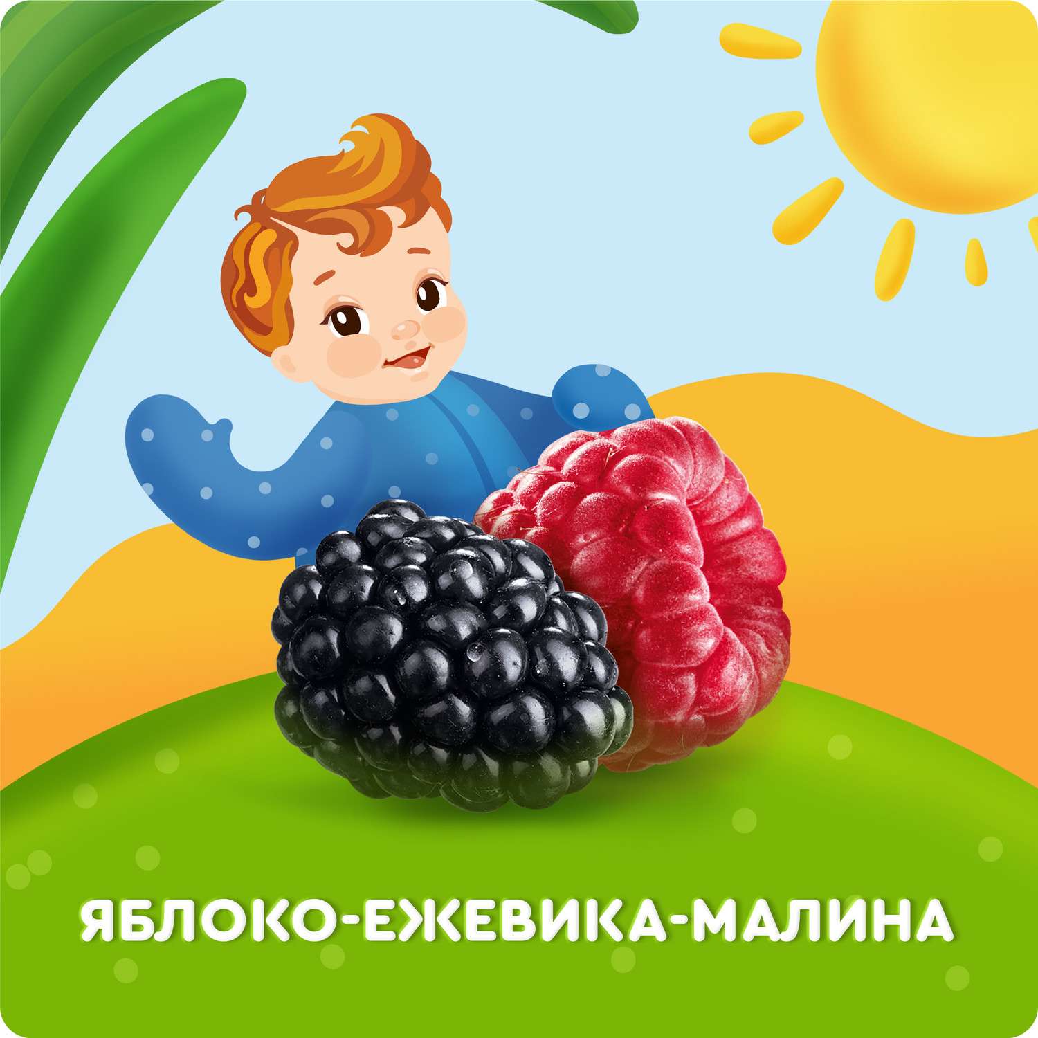 Пюре Агуша яблоко-ежевика-малина 90г с 5месяцев - фото 2