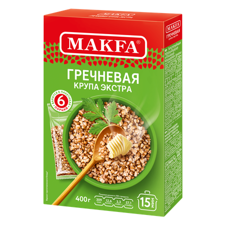 Крупа в варочных пакетиках MAKFA Гречневая ядрица Настоящая гречка Экстра 400 гр