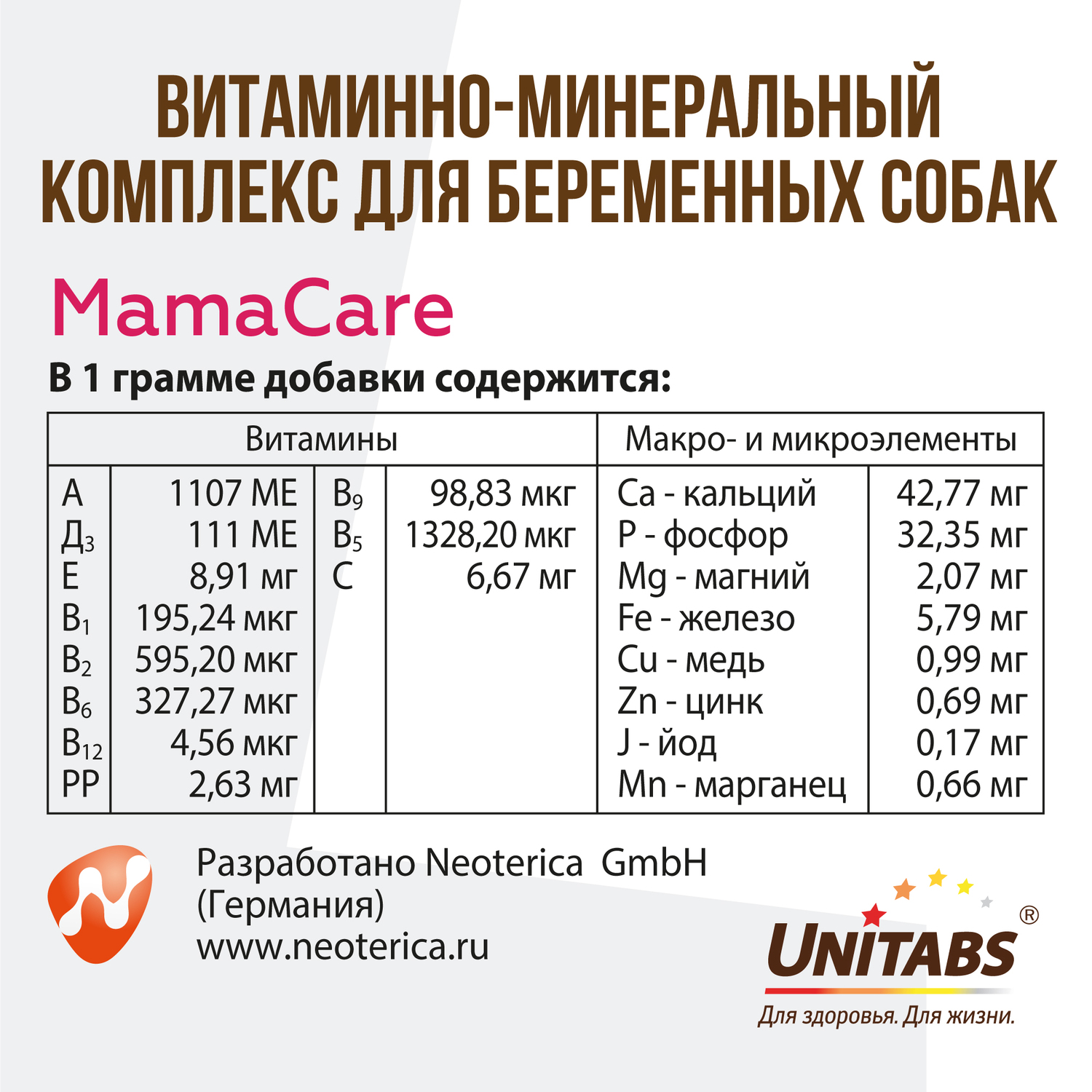 Витамины для собак Unitabs Мама Care беременных c B9 100таблеток - фото 6