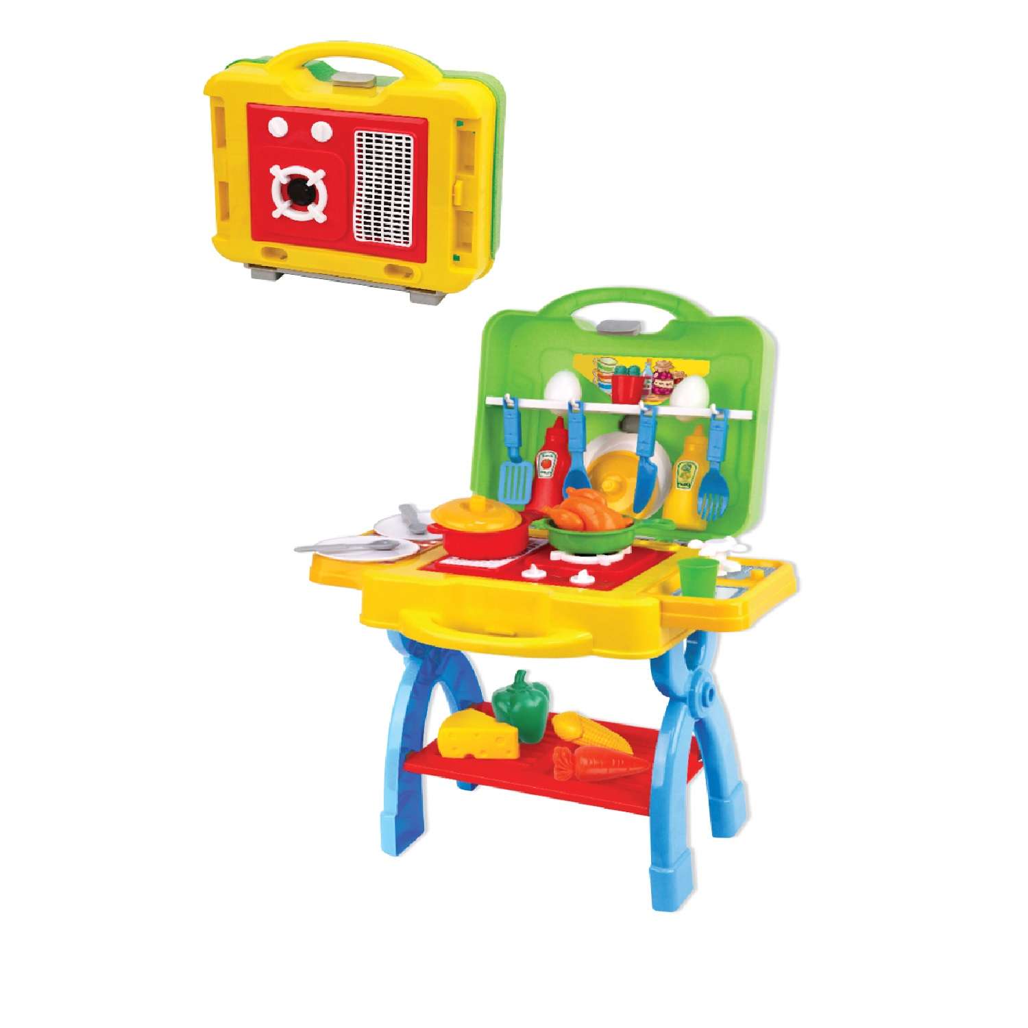 Мобильная детская кухня Green Plast игрушечная посудка и продукты - фото 3