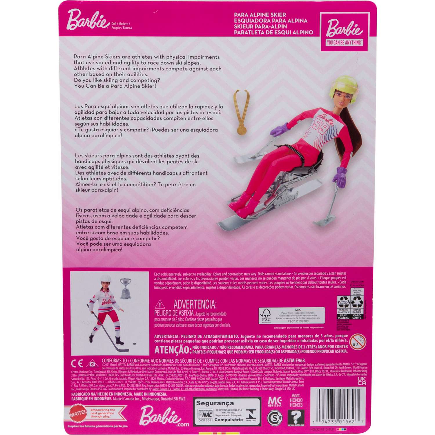Кукла Barbie Зимние виды спорта Лыжник-паралимпиец HCN33 HCN33 - фото 7