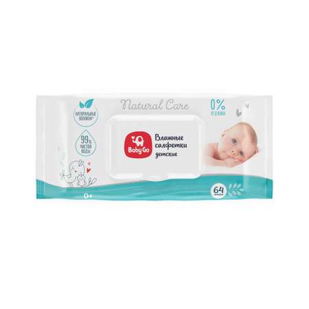 Салфетки влажные BabyGo Natural Care 64шт 10489