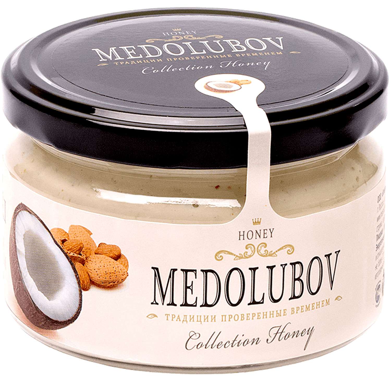 Мёд-суфле Медолюбов кокос-миндаль 250мл - фото 1