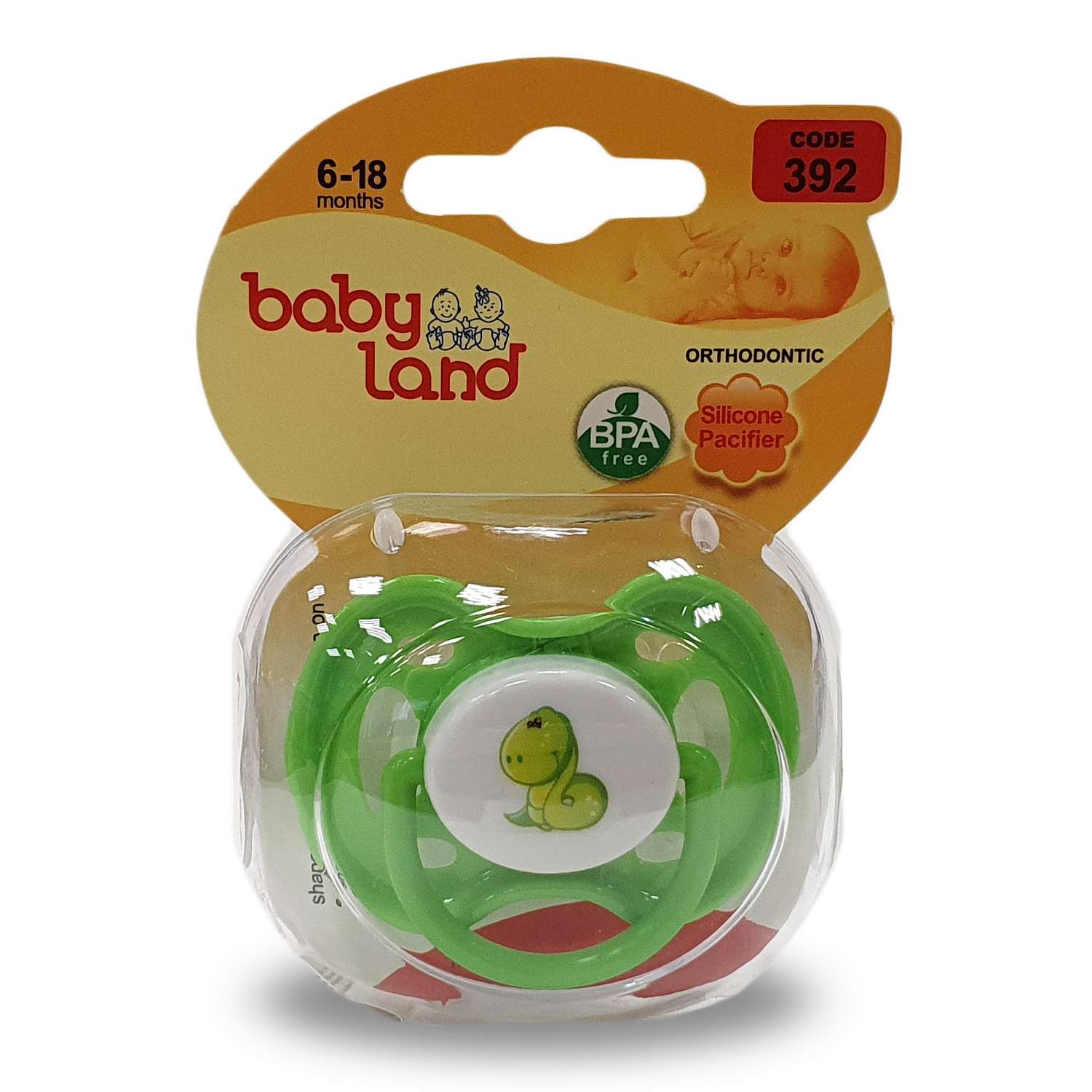Соска-пустышка Baby Land анатомическая силиконовая с рисунком 6мес+ зеленый - фото 5