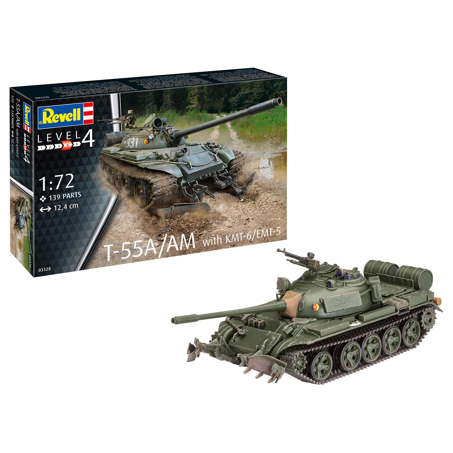 Сборная модель Revell Советский основной и средний танк T-55A/AM с KMT-6/EMT-5 03328 - фото 2