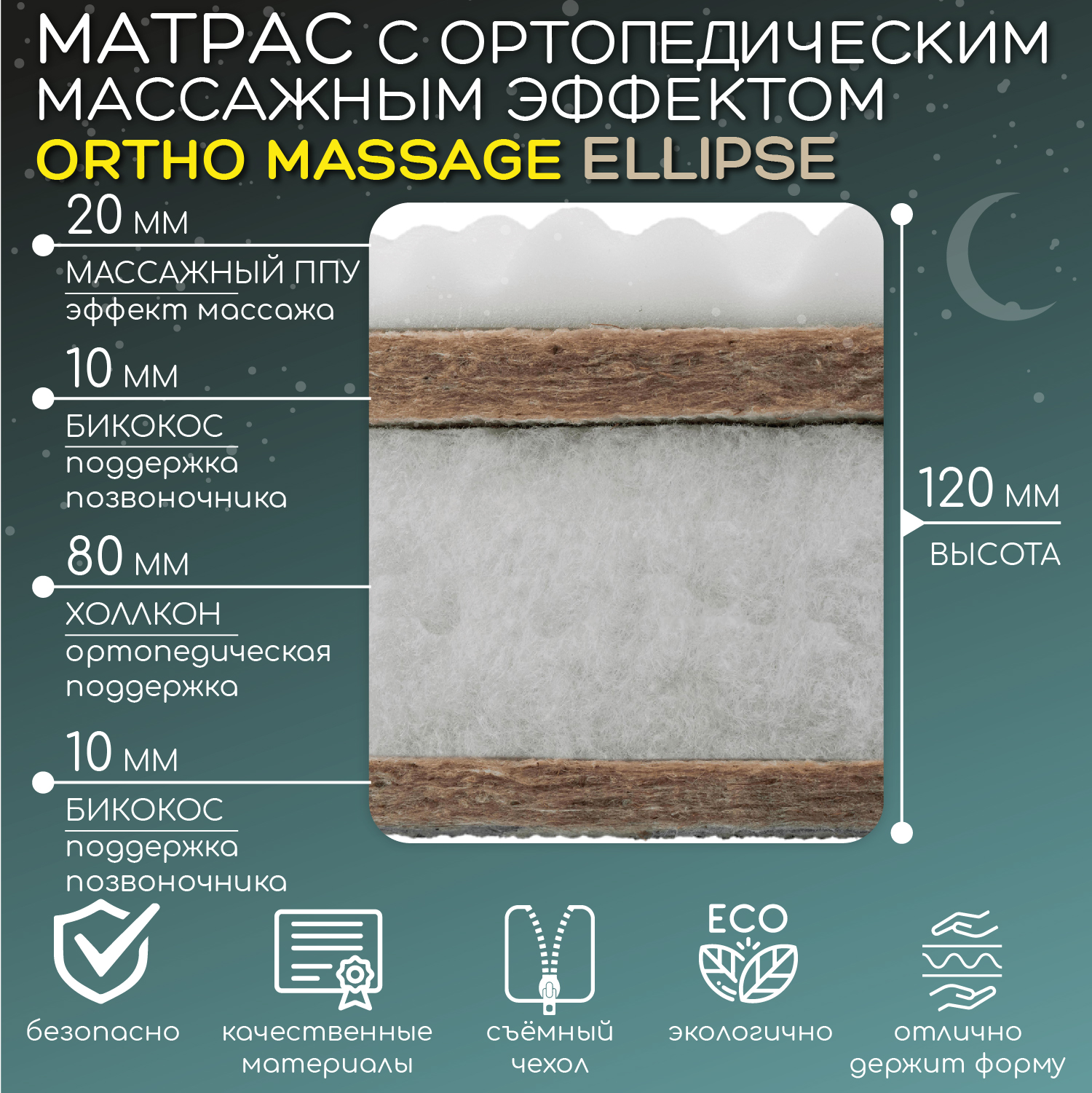 Матрас AmaroBaby с ортопедическим массажным эффектом, Ortho Massage Ellipse белый