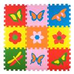 Развивающий детский коврик Eco cover мягкий пол для ползания Бабочки мультиколор 33х33