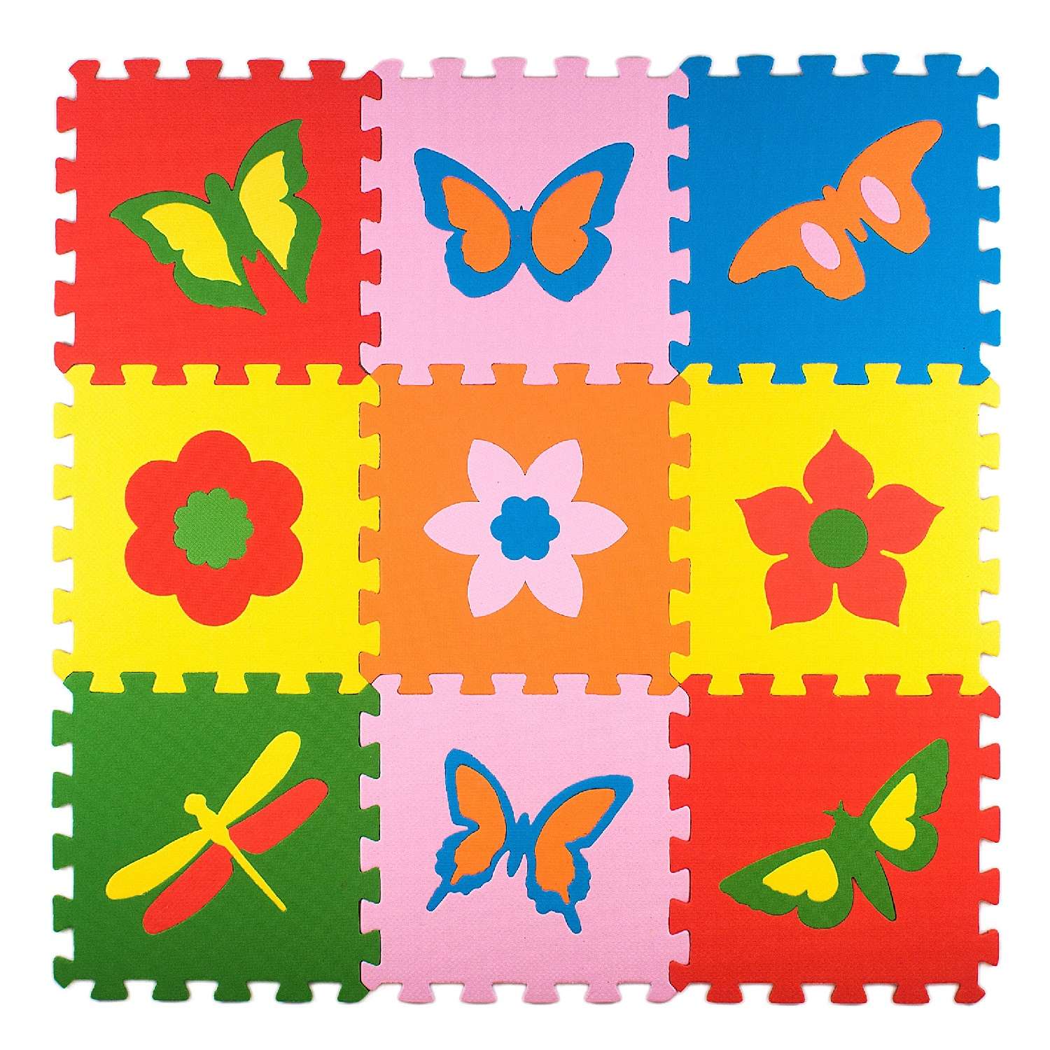 Развивающий детский коврик Eco cover мягкий пол для ползания Бабочки мультиколор 33х33 - фото 1