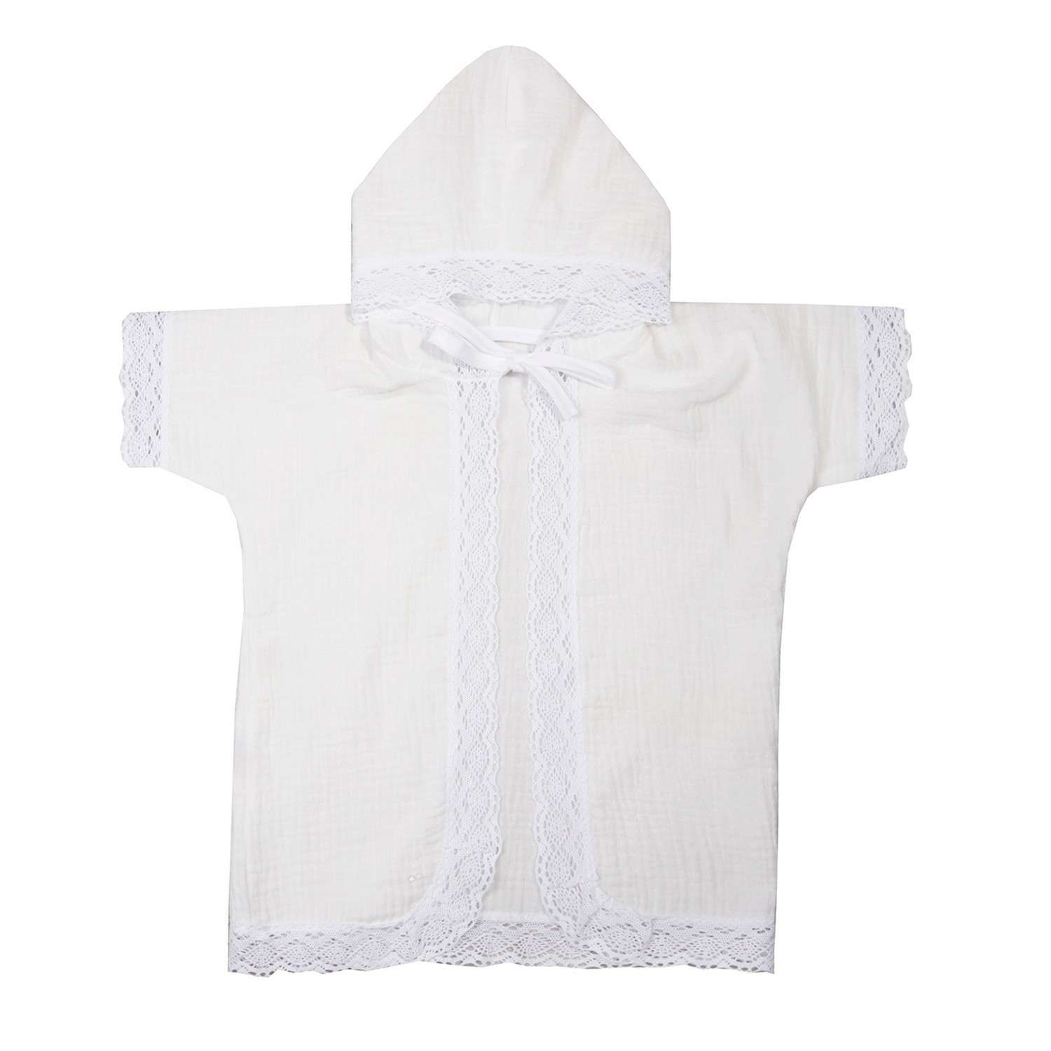 Рубашечка крестильная BabyEdel с капюшоном 15505 - фото 1