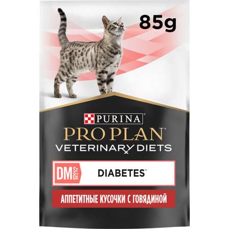 Корм для кошек Purina Pro Plan Veterinary diets 85г с говядиной при сахарном диабете влажный в соусе