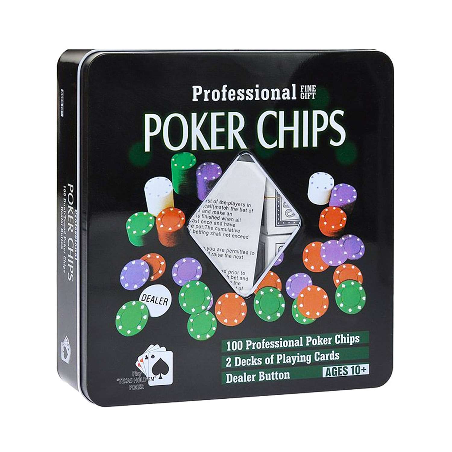 Покерный набор HitToy Holdem Light 100 фишек с номиналом в жестяной коробке - фото 2