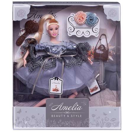 Кукла ABTOYS Роскошь серебра в платье с ажурными рукавами с двухслойной юбкой светлые волосы 30см