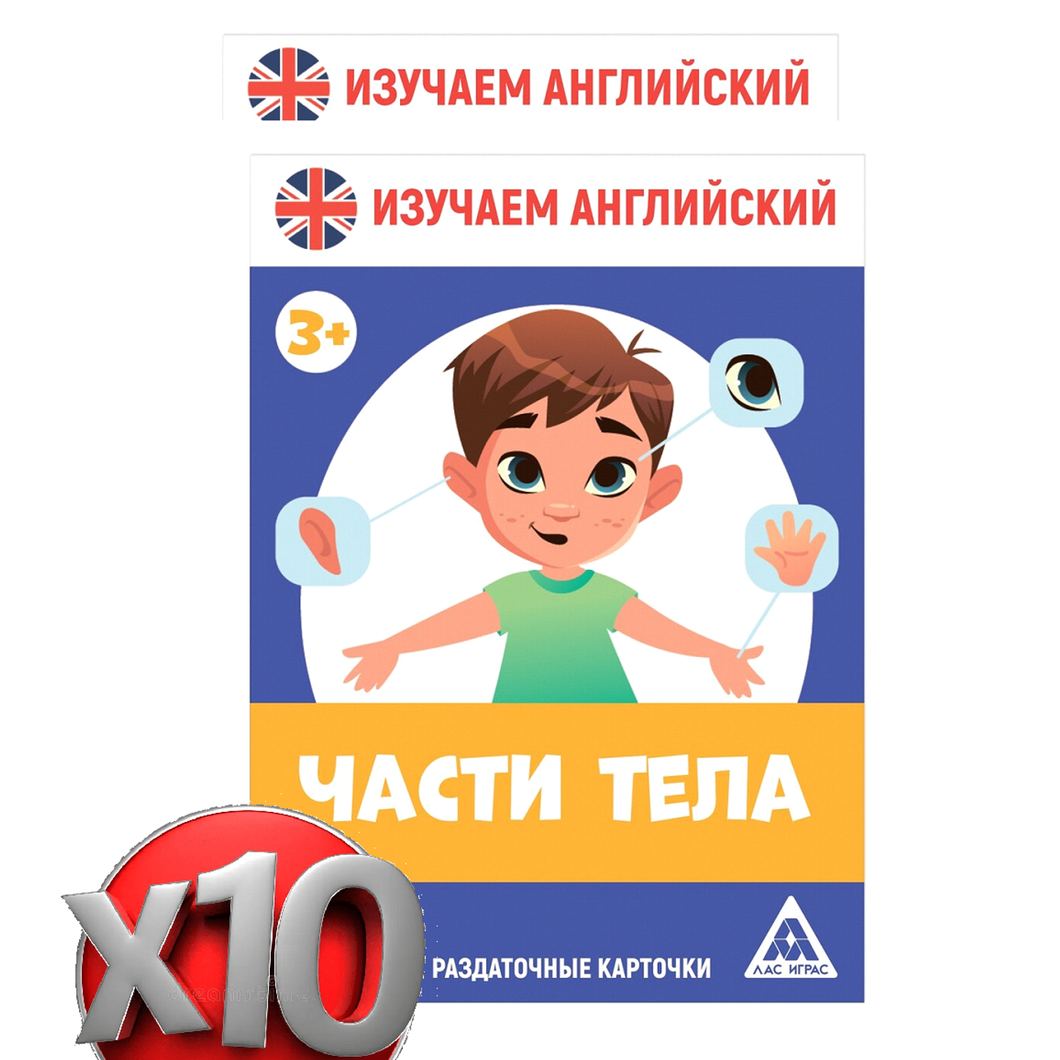 Обучающие карточки Лас Играс Комплект из 10 одинаковых наборов Части тела - фото 1