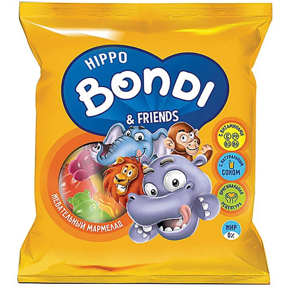 Мармелад жевательный HIPPO BONDI and FRIENDS в форме бегемотиков 70 г - фото 1