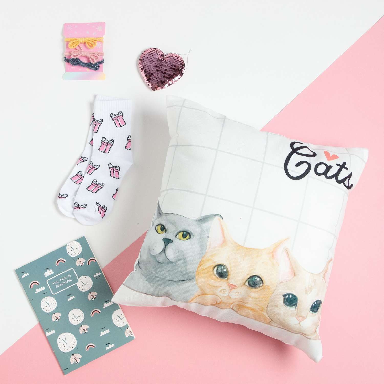 Набор подарочный Этель Cats подушка-секрет 40х40 см и аксессуары - фото 2