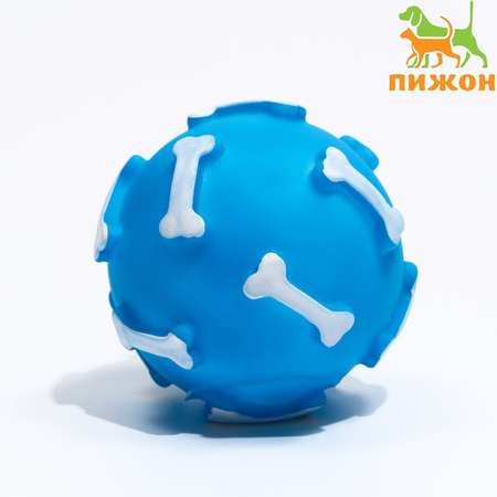 Игрушка Пижон пищащая Шар с косточками для собак 8 см синяя