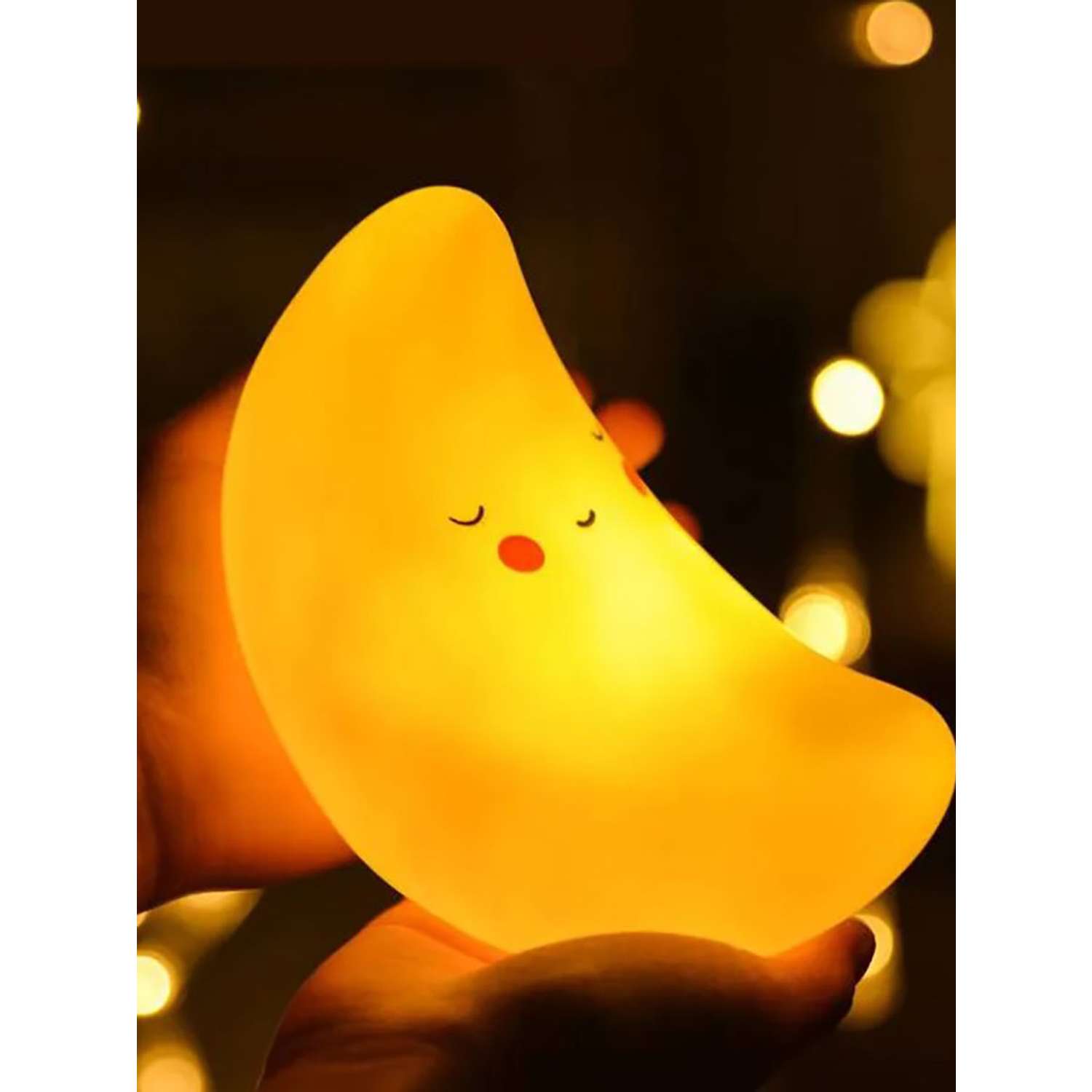 Лампа настольная светодиодная LATS ночник детский месяц желтый - фото 5
