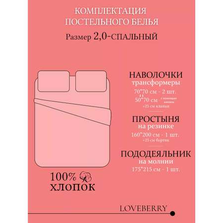 Постельное белье LOVEBERRY 2 спальный Бургундия