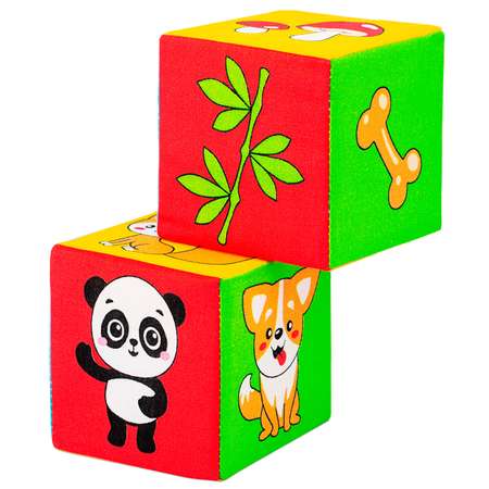 Кубики Мякиши Набор первые детские развивающие для малышей Кто что ест мягкие игрушки подарок детям