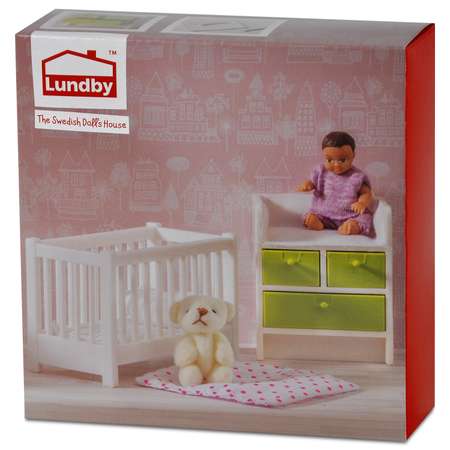 Мебель для домика Lundby Кровать и пеленальный комод 5предметов LB_60209900