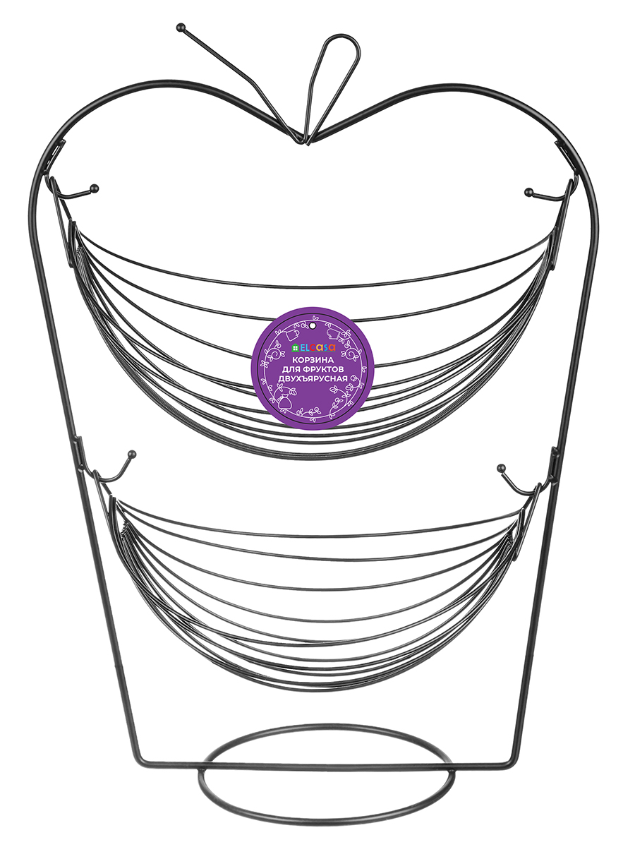 Корзина для фруктов El Casa 35х25.5х48 см черная двухъярусная - фото 8