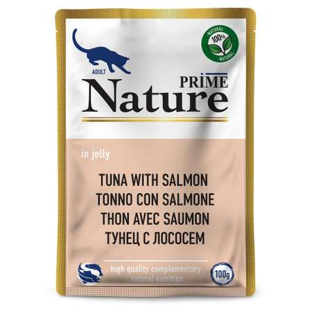 Корм для кошек Prime Nature 100г тунец с лососем в желе пауч