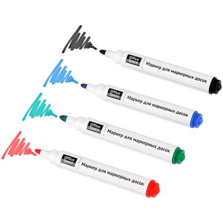 Набор маркеров для белых досок СПЕЙС 4 цвета пулевидный 3мм чехол с европодвесом