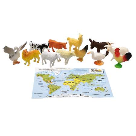 Игровой набор S+S Домашние животные с картой обитания внутри 12 шт Zooграфия